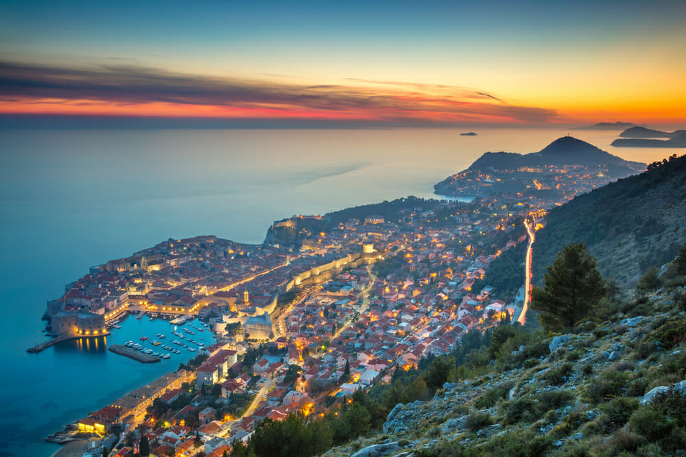 Dubrovnik at sunset from above