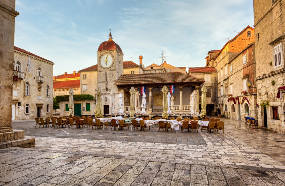 Central square of historical Trogir Old town