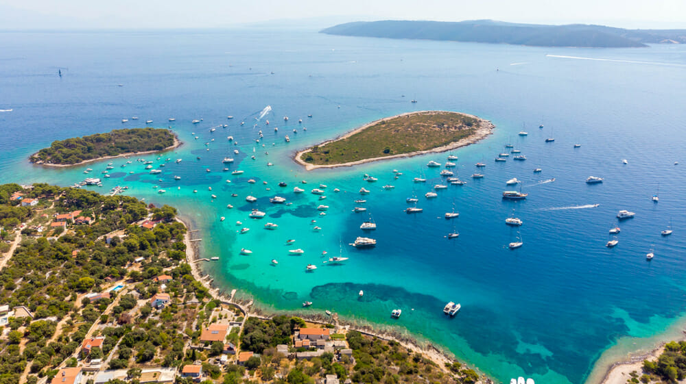 Wonderful aerial photo of Blue Lagoon (Krknjaši) on Drvenik Veli