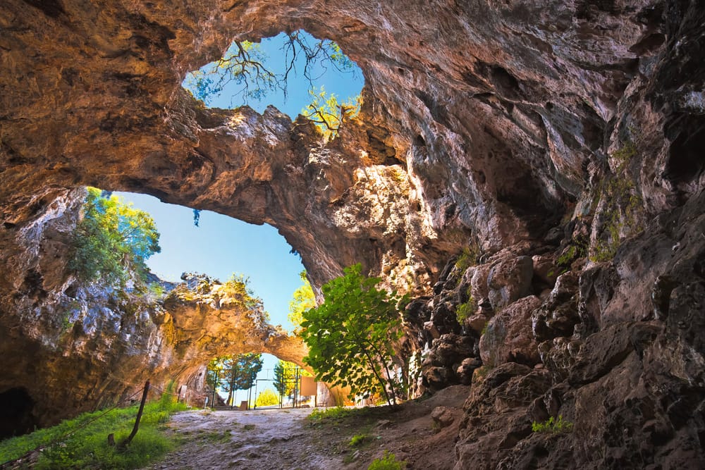 Vela Spila (Big Cave) Archeological Site Above Vela Luka Town